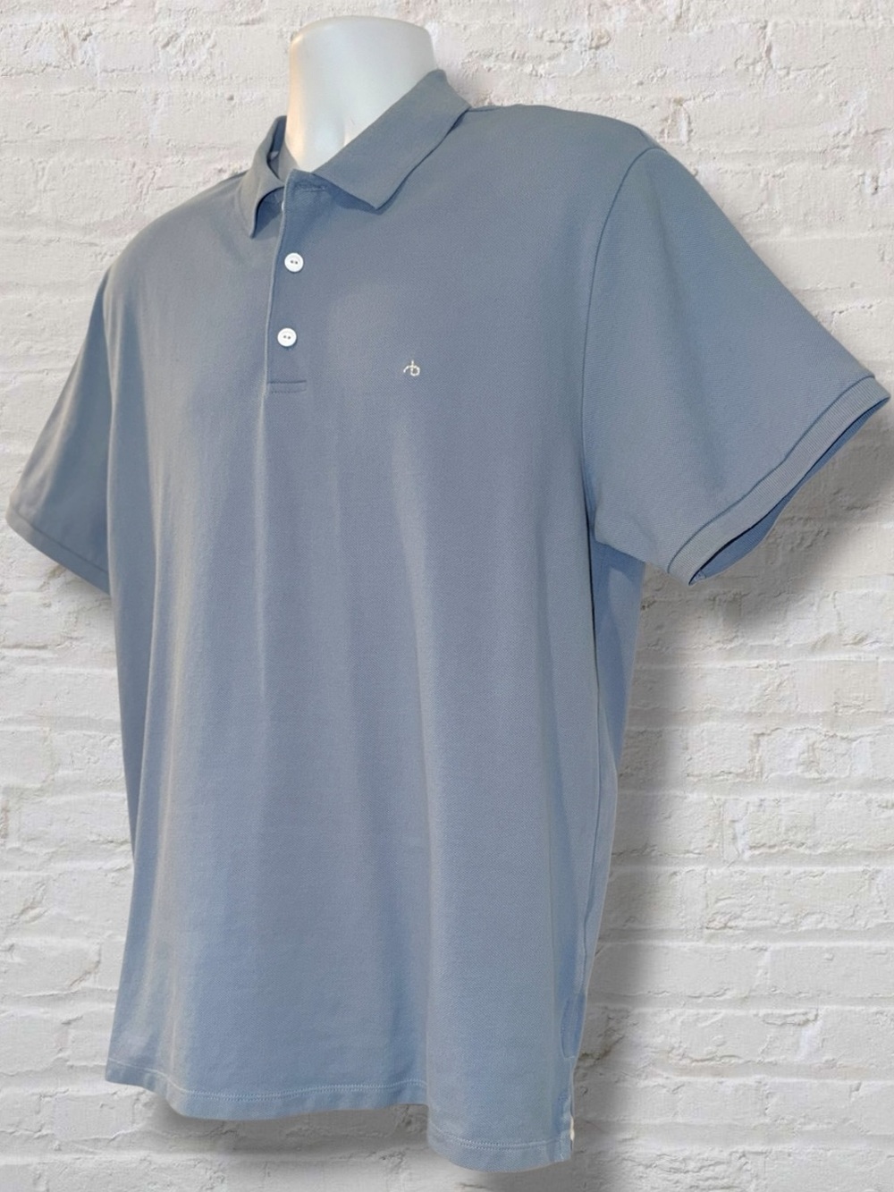 Rag & Bone Polo Shirt Mens XL Blue Pique Cotton Stretch Golf Casual Designer